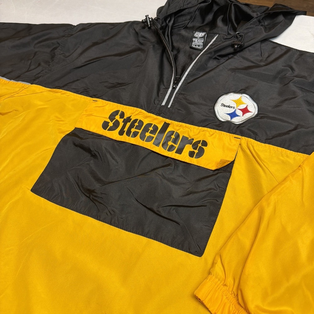 Pittsburgh Steelers NFL Team Apparel 1/4 Zip Windbreaker Mens L 90s Color Block - Picture 1 of 7